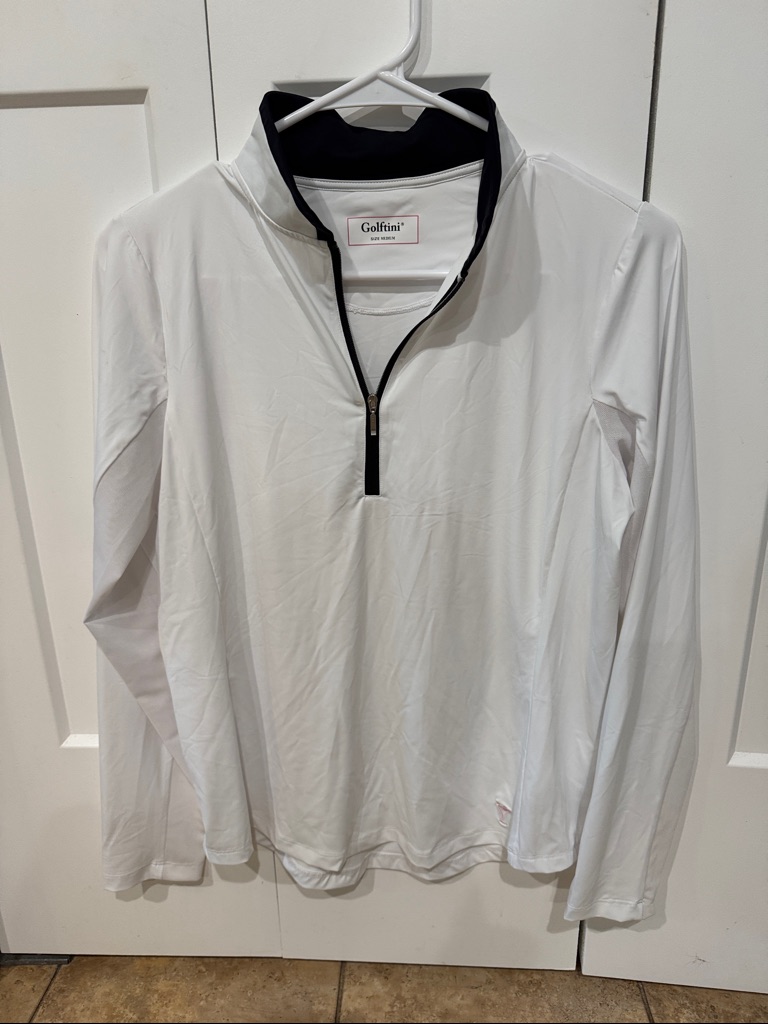 Golftini White Long-Sleeve Quarter-Zip Performance Pullover